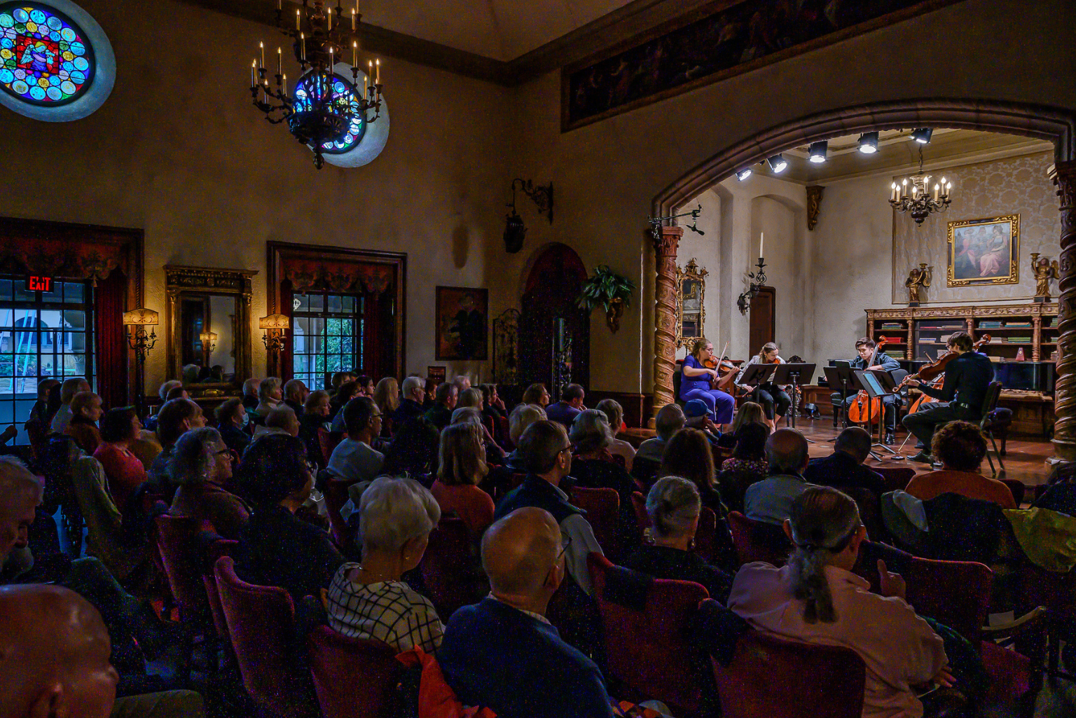 A photograph of the Evnin Rising Stars recital in the Music Room a few years ago.
